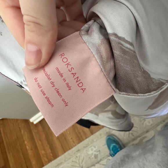 Roksanda EOS Puff Sleeve Moire Dress Size 6 Casual midi short sleeve - Picture 9 of 10